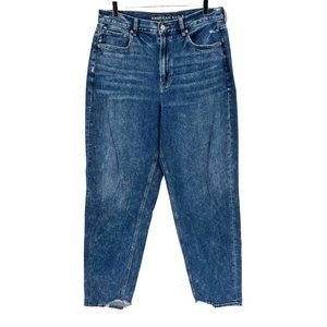 American Eagle Relaxed Mom Jeans Distressed Denim High Rise Size 14 X-Long